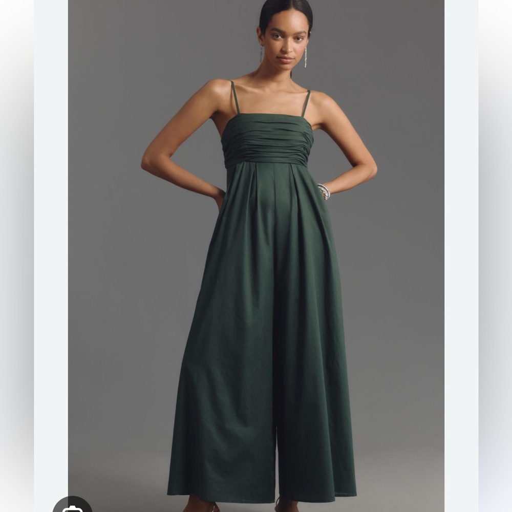 Anthropologie Hutch The Mabel Square-Neck Wide-Leg Jumpsuit Color Green